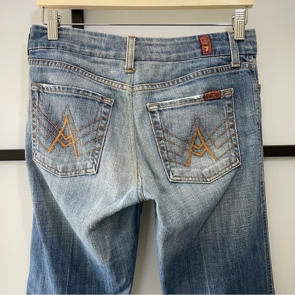 7 Of All Mankind Ombre Wide Leg Flare Denim Blue Jean Womens - Picture 7 of 13